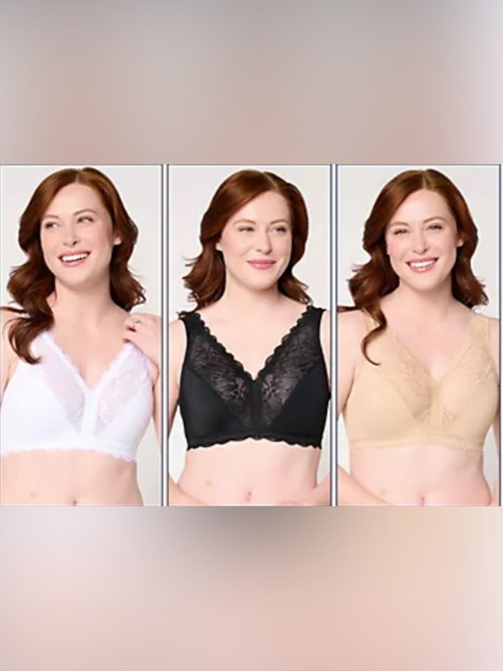 Breezies Lace Comfort Bralette in White, Black & Nude